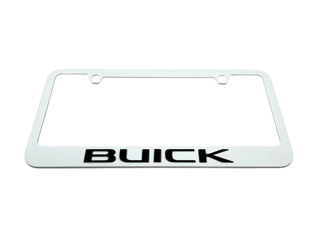 Buick White License Plate Frame - Black Script