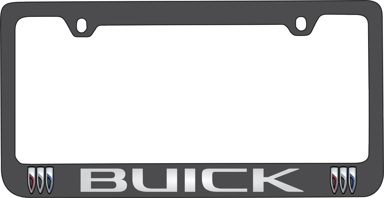 Buick Black License Plate Frame - Mirror Script / Logo (alt)