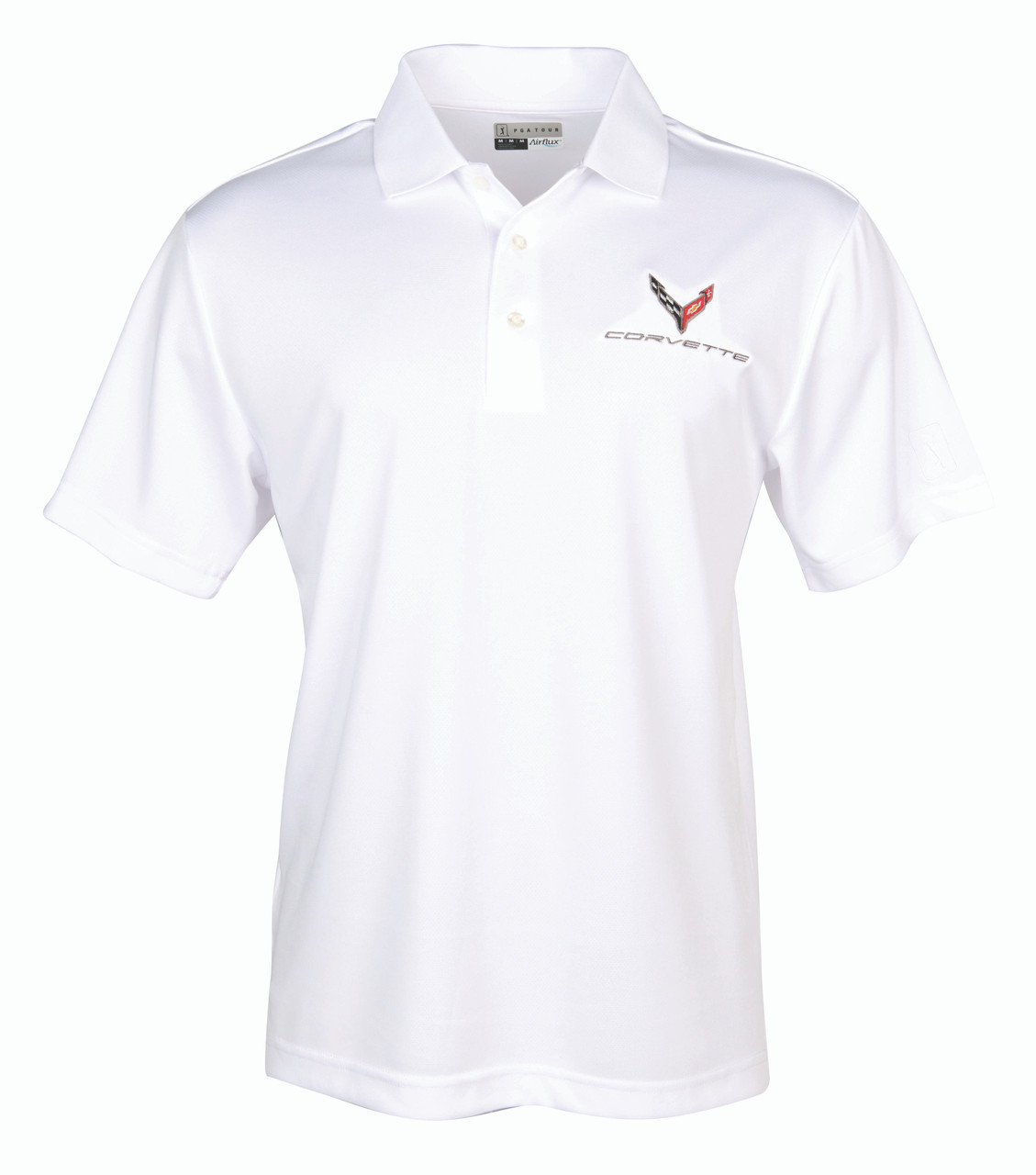 C8 Corvette PGA Airflux Performance Polo Shirt (white)