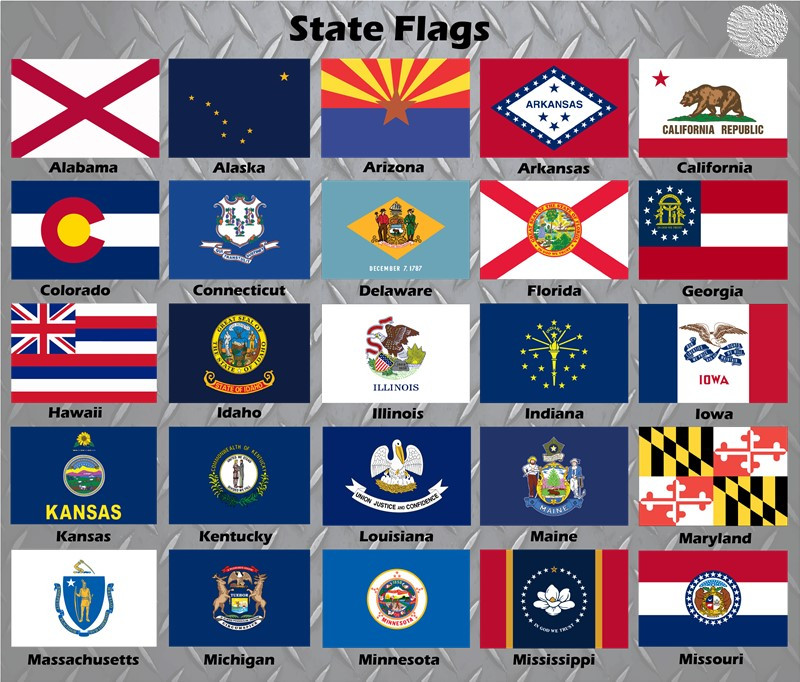 Billet State Flag Badge - 2 Pc (Alabama-Missouri)