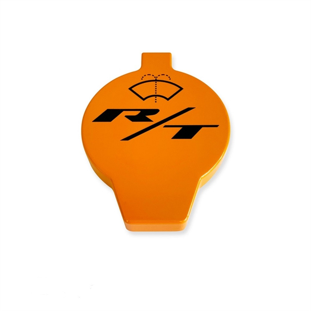 2018-Up Jeep Wrangler JL Washer Fluid Cap Cover (Orange w/ Black R/T Sample Logo)