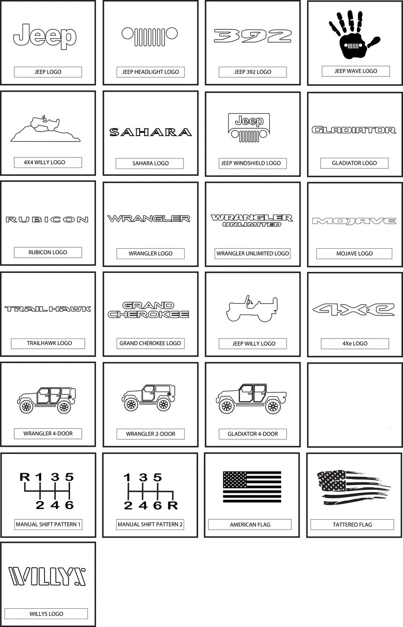 Jeep Logo Choices (not all available for this item)