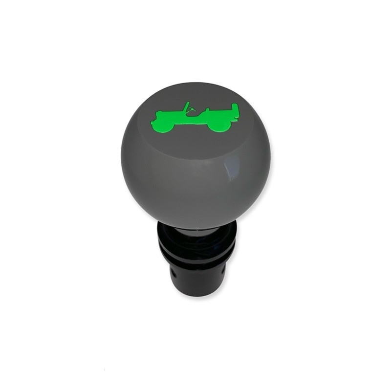 2018-Up Jeep Wrangler JL Billet Automatic Flat Shifter Knob - (Gray w/ Green Logo)