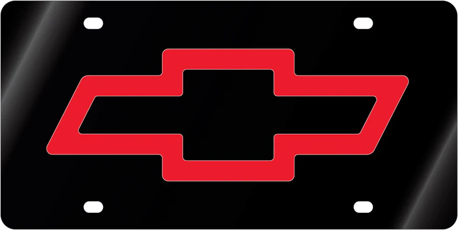 Chevrolet Bowtie Red Outline Black Acrylic License Plate