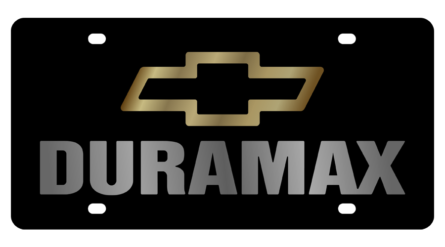 Chevrolet Duramax Gold Bowtie Outline Black Acrylic License Plate
