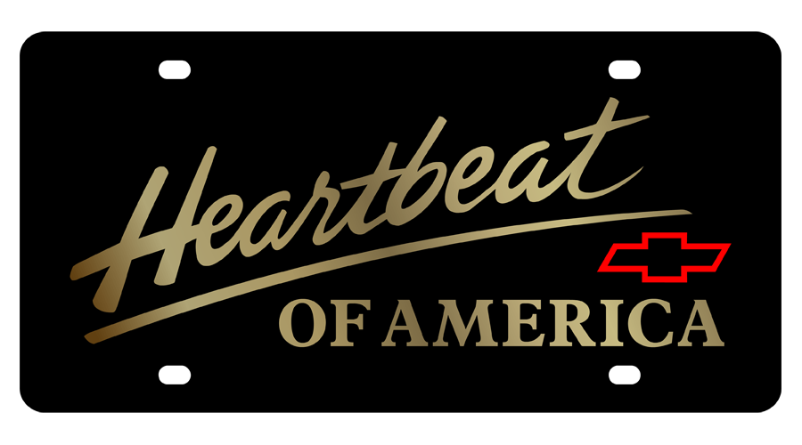 Chevrolet Heartbeat of America Black Acrylic License Plate - Gold