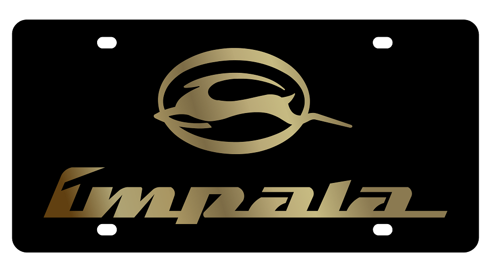 Chevrolet Impala Black Acrylic License Plate - Gold