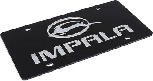 Chevrolet Impala Black Acrylic License Plate - Block Letters (angled)