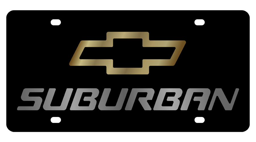 Chevrolet Suburban Gold Bowtie Black Acrylic License Plate