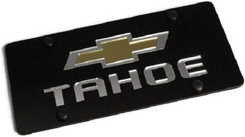 Chevrolet Tahoe Gold Bowtie Black Acrylic License Plate