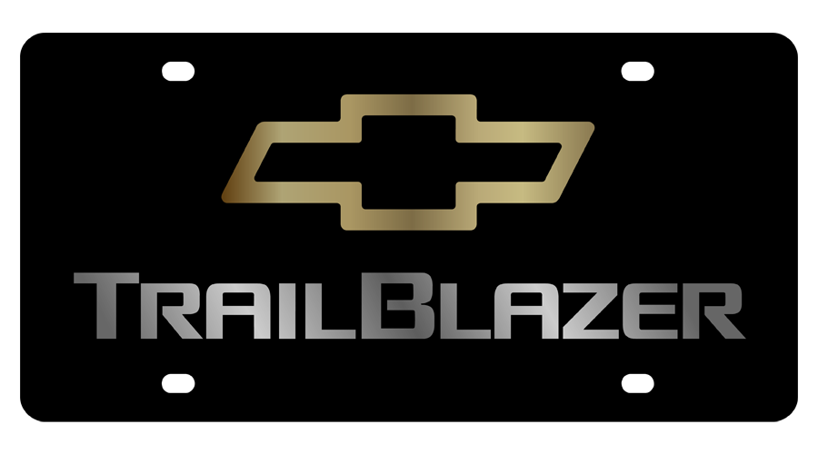 Chevrolet Trailblazer Gold Bowtie Outline Black Acrylic License Plate