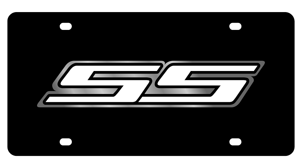Chevrolet SS Black Acrylic License Plate - White