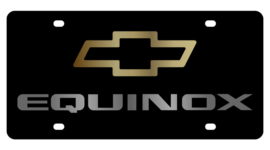 Chevrolet Equinox Gold Bowtie Outline Black Acrylic License Plate