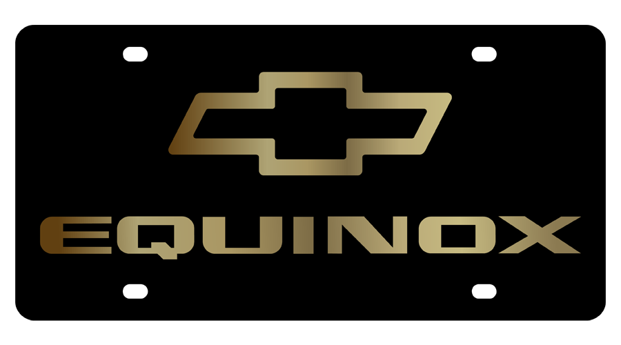 Chevrolet Equinox Gold Bowtie Outline Black Acrylic License Plate