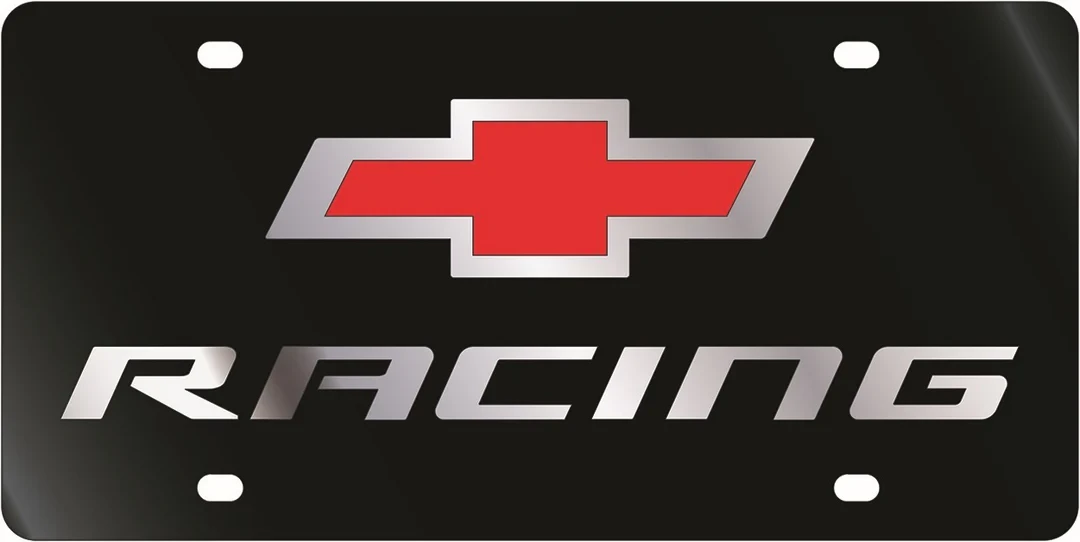 Chevrolet Racing Red Bowtie Black Acrylic License Plate