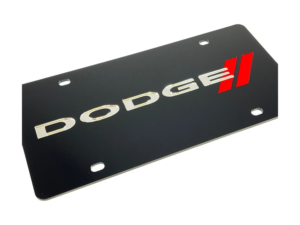 Dodge Stripe Black Acrylic License Plate - zoom