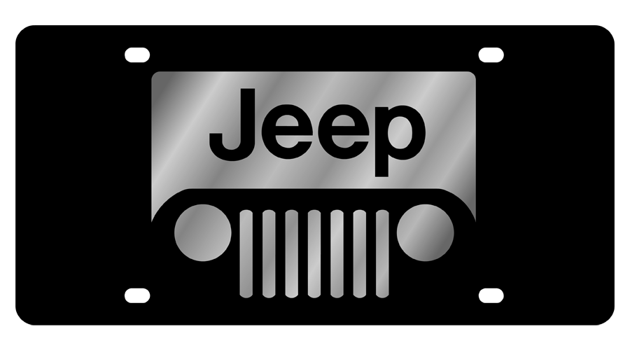 Jeep Windshield Grill Black Acrylic License Plate