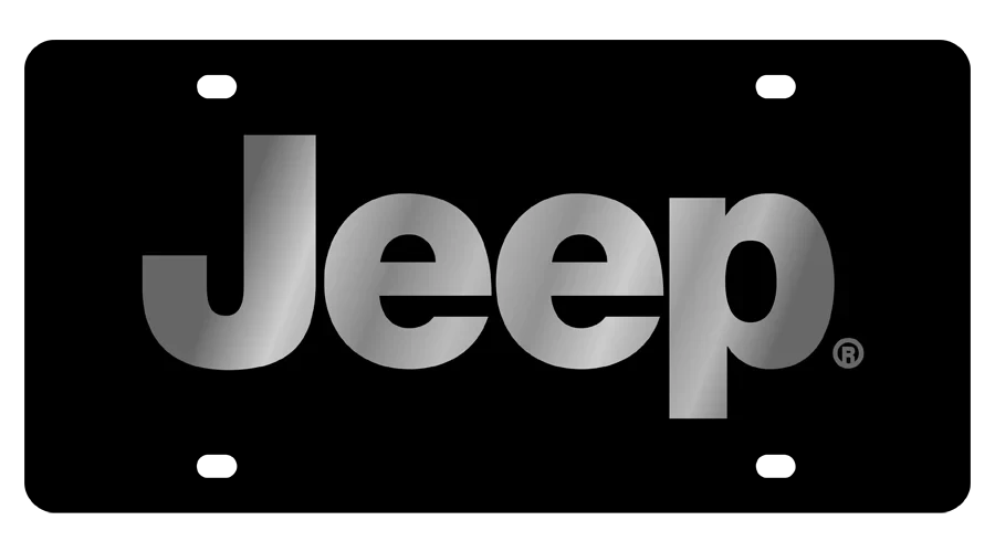 Jeep Black Acrylic License Plate - Mirror Word