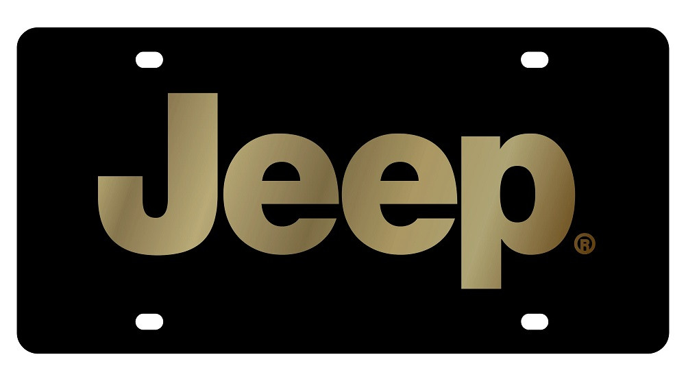 Jeep Black Acrylic License Plate - Gold Word