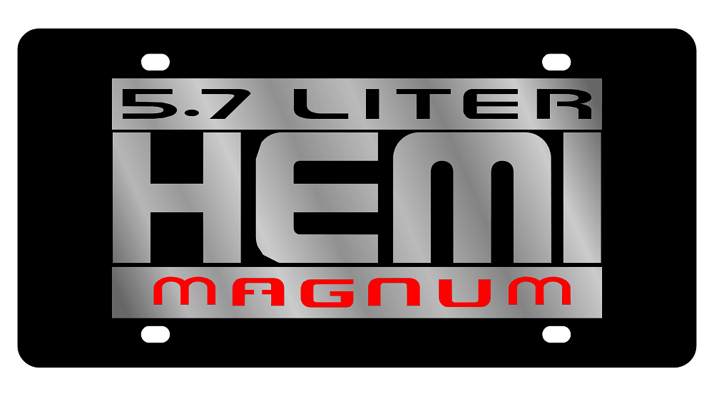Hemi Magnum 5.7L Black Acrylic License Plate