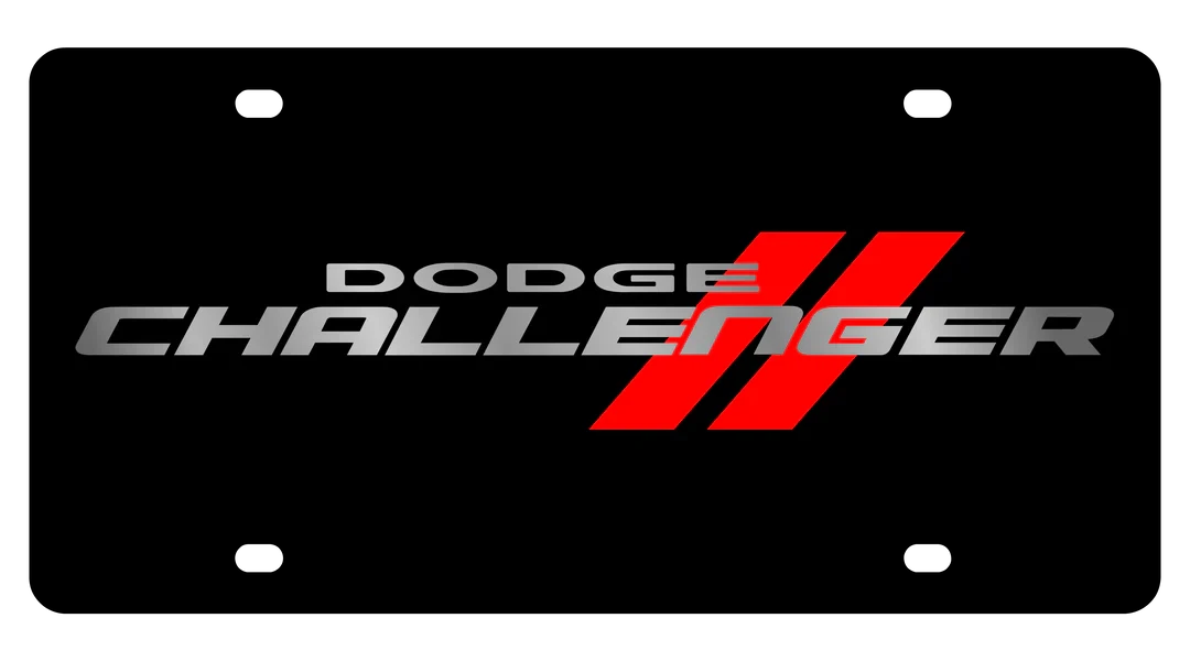 Dodge Challenger Stripe Black Acrylic License Plate