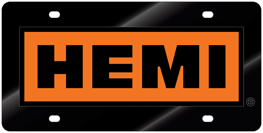 Hemi Black and Orange Acrylic License Plate