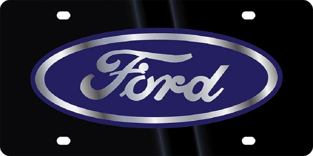 Ford Blue Oval Black Acrylic License Plate