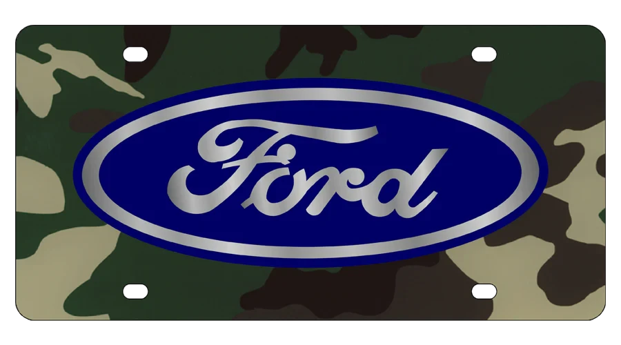Ford Blue Oval Camo Acrylic License Plate
