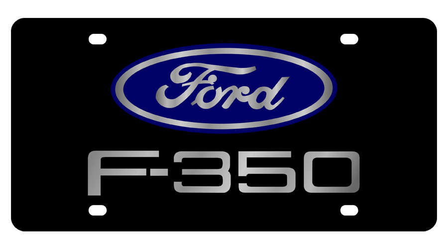 Ford Oval F-350 Black Acrylic License Plate