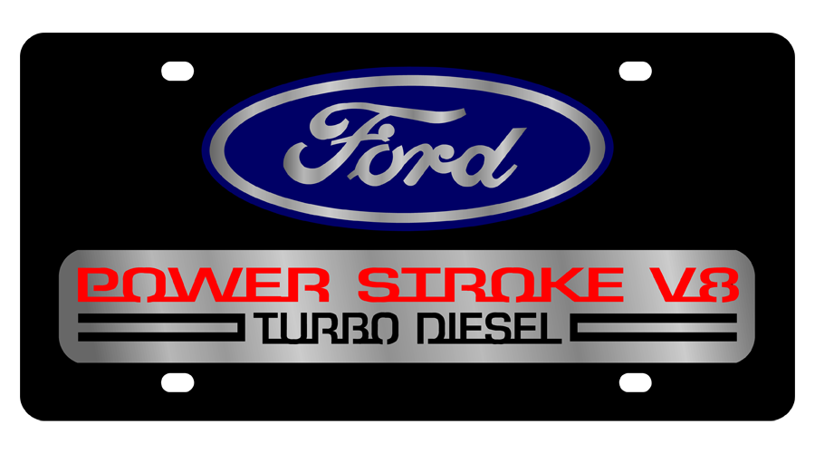 Ford Power Stroke V8 Turbo Diesel Black Acrylic License Plate