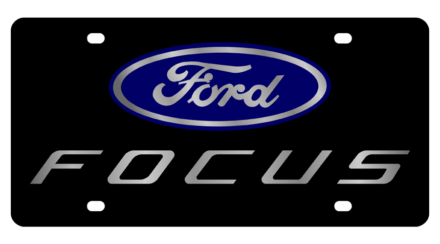 Ford Oval Focus Black Acrylic License Plate