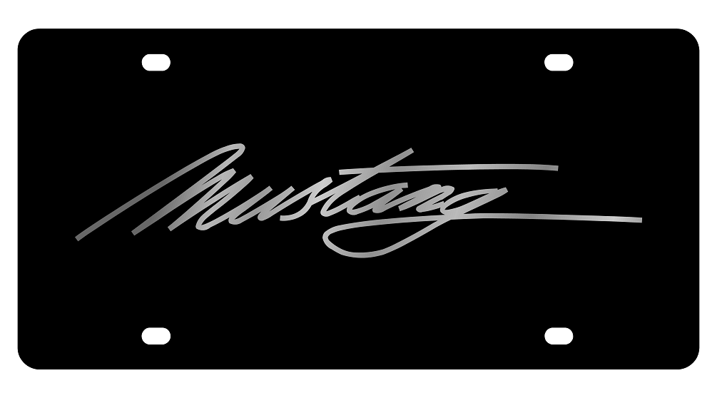 Ford Mustang Script Black Acrylic License Plate