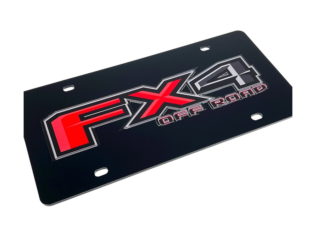 Ford FX4 Off Road Black Acrylic License Plate - zoom