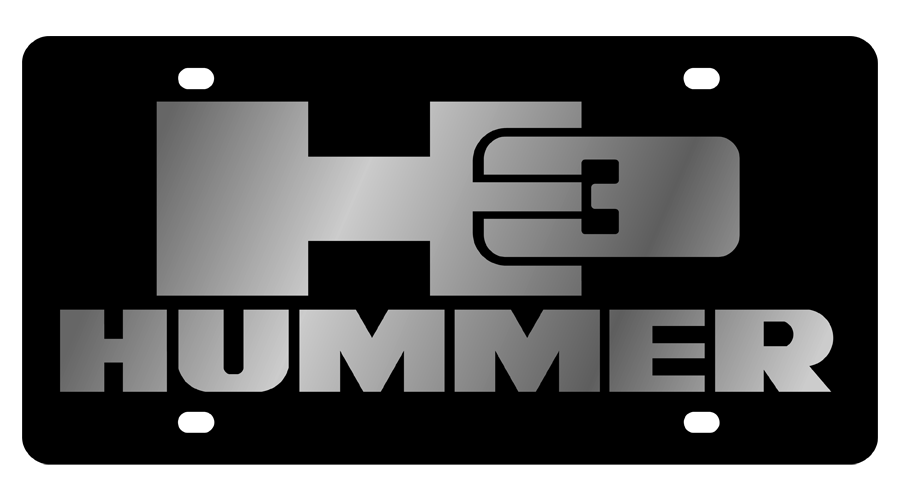 Hummer H3 Black Acrylic License Plate - Logo/Lettering