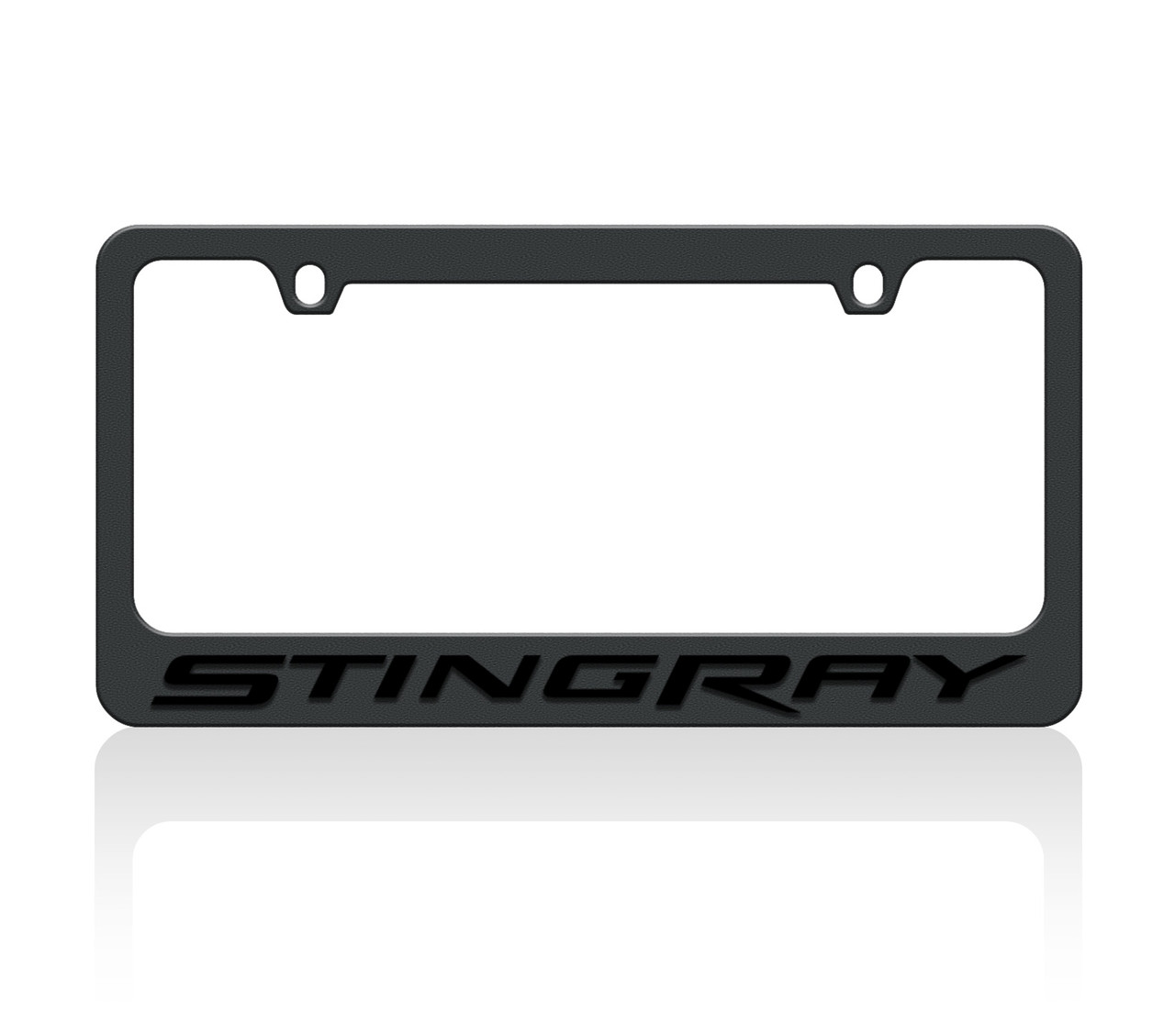 C7 Corvette Stingray Black License Plate Frame - Black Script