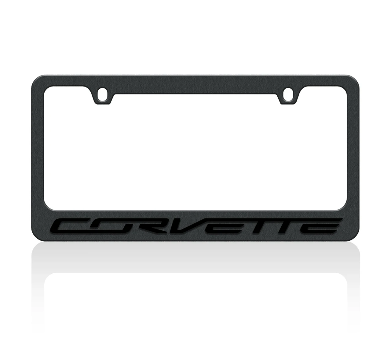 C7 Corvette Black License Plate Frame - Black Lettering