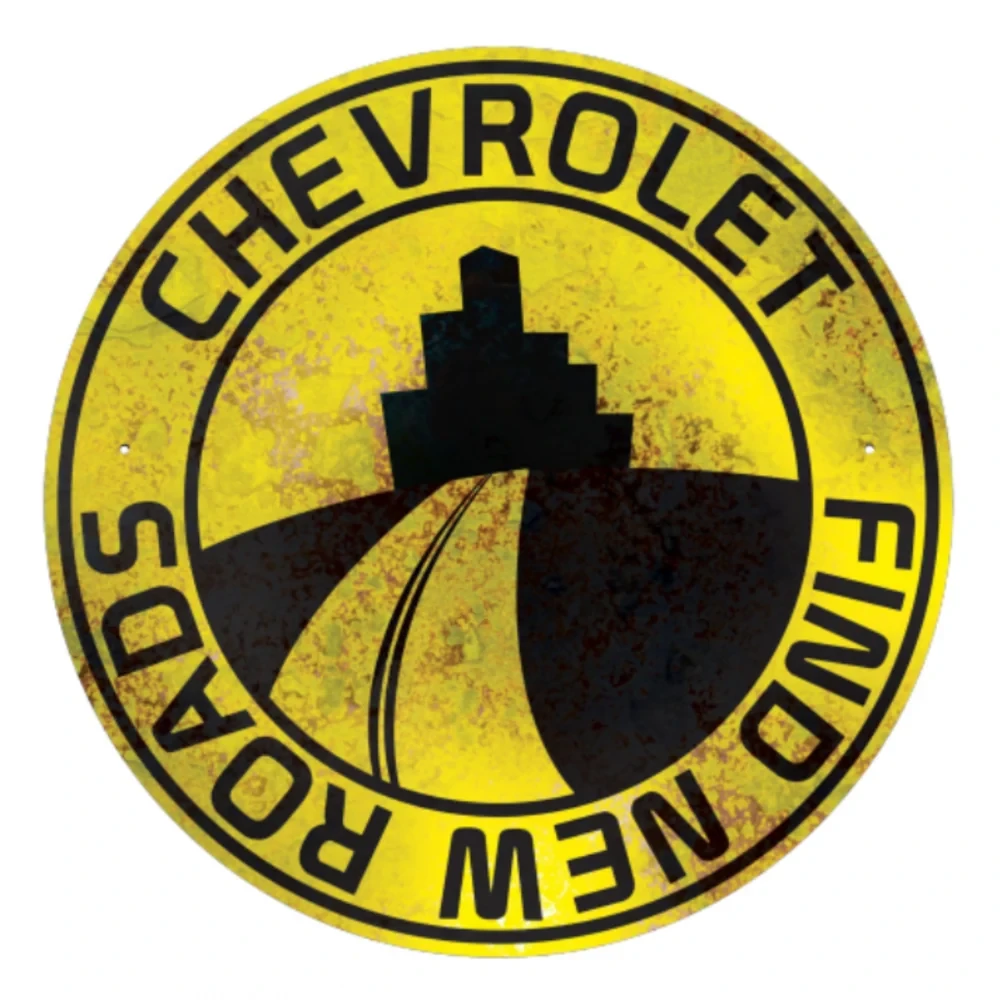 Chevrolet Find New Roads Metal Print Wall Sign