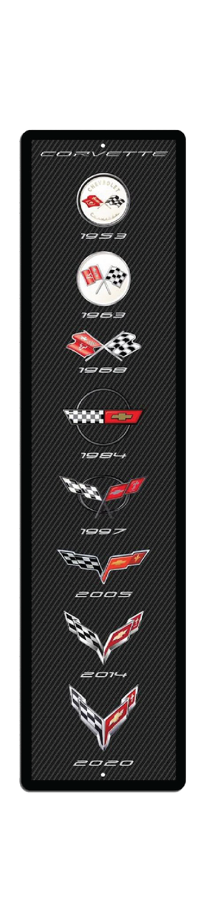 Corvette Generations Carbon Fiber Vertical Metal Print Wall Sign