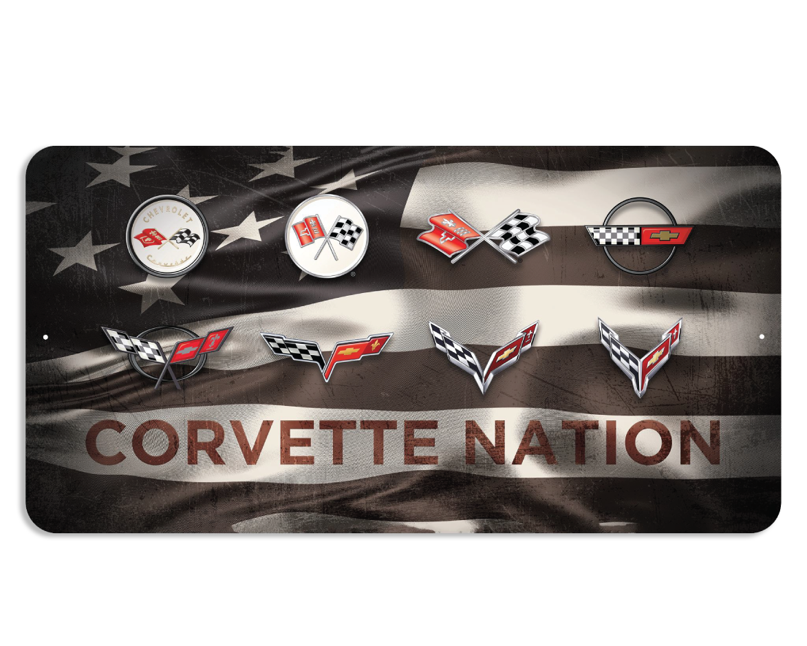 Corvette Nation Metal Print Wall Sign
