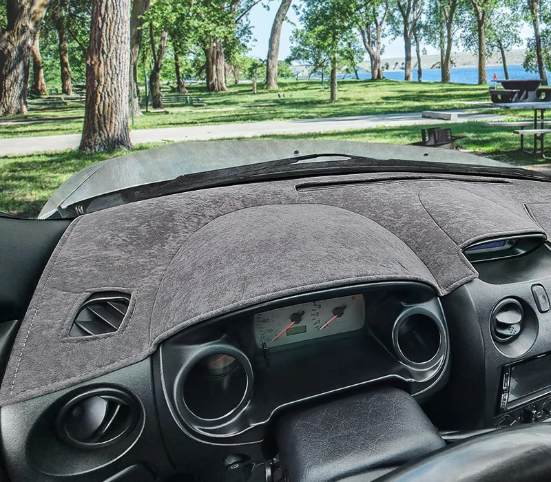 Custom Dash Covers - Brushed Suede - Charcoal In Car