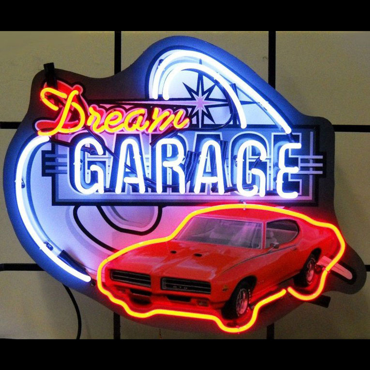 Car Logo Garage Block LED Neon Sign 15 x 19 - inches, Clear Edge Cut  Acrylic Backing, with Dimmer - Bright and Premium built indoor LED Neon  Sign for automotive store, and mall. 