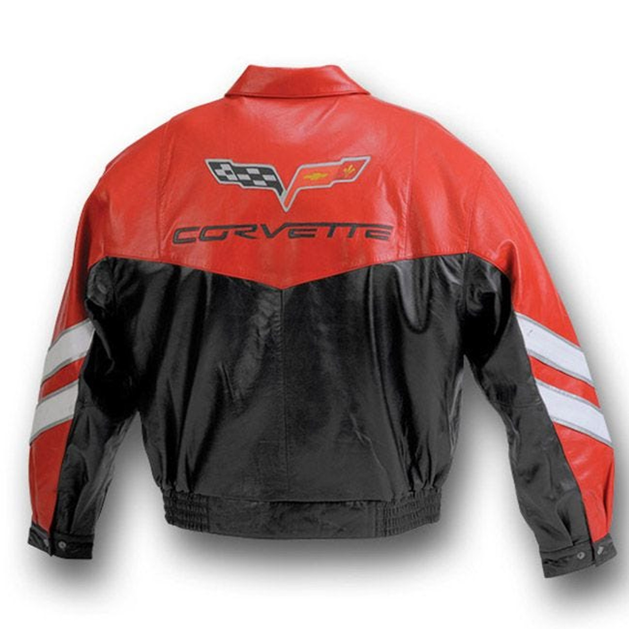 C6 Corvette Grand Sport Red Lambskin Inlay Bomber Jacket - back