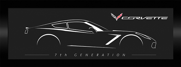 C7 Corvette Carbon Outline Framed Canvas Picture | Auto Gear Direct