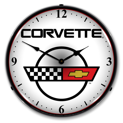 C4 Corvette Emblem LED Backlit Clock - White C4 Corvette Emblem LED Backlit Clock - White