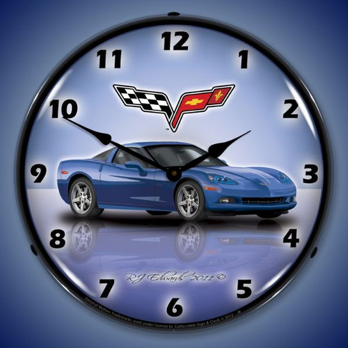 C6 Jetstream Blue Corvette Clock