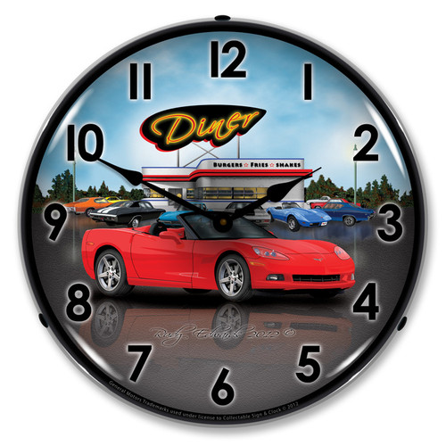 C6 Corvette Diner LED Backlit Clock C6 Corvette Diner LED Backlit Clock