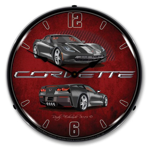 C7 Cyber Gray Corvette Backlit Clock