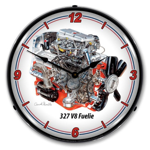 GM 327 V8 Fuelie Engine LED Backlit Clock GM 327 V8 Fuelie Engine LED Backlit Clock