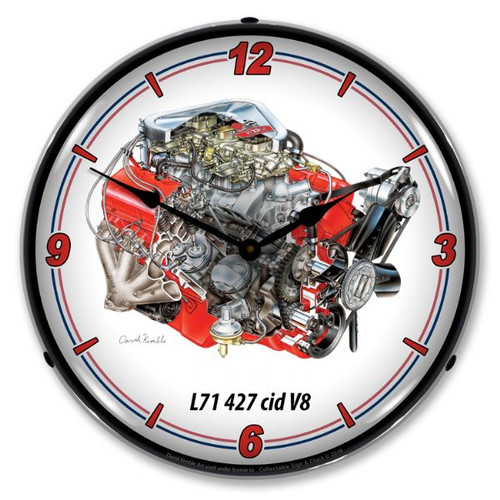GM L71 427 CID V8 Engine LED Backlit Clock  GM L71 427 CID V8 Engine LED Backlit Clock