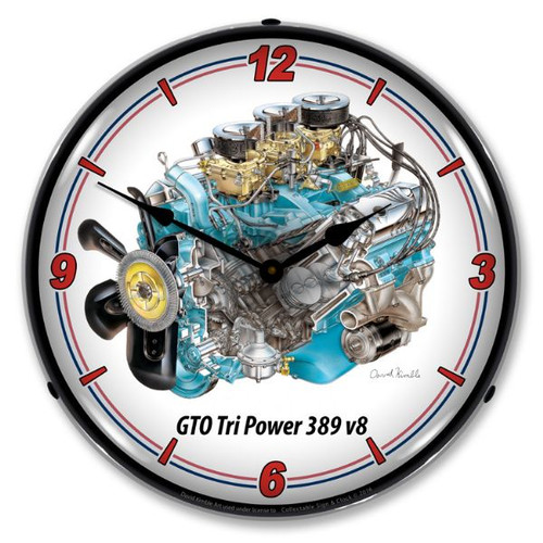 GTO Tri Power V8 Engine LED Backlit Clock GTO Tri Power V8 Engine LED Backlit Clock
